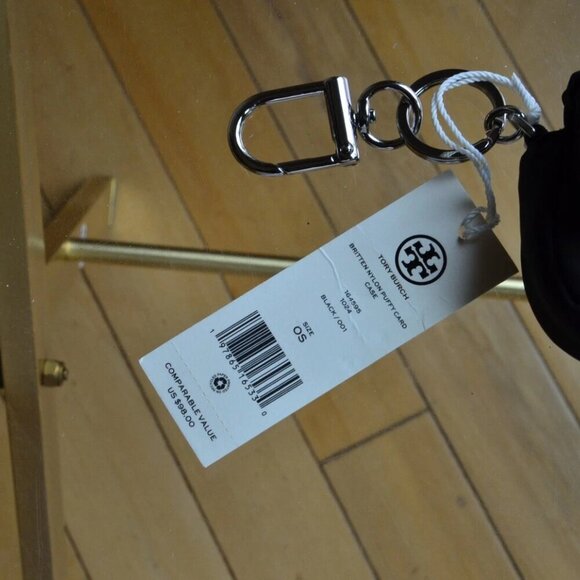 Tory Burch Britten Nylon Puffy Card Case Black - Picture 4 of 8